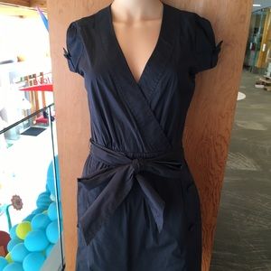 Navy blue BCBG wrap top tie dress with pockets